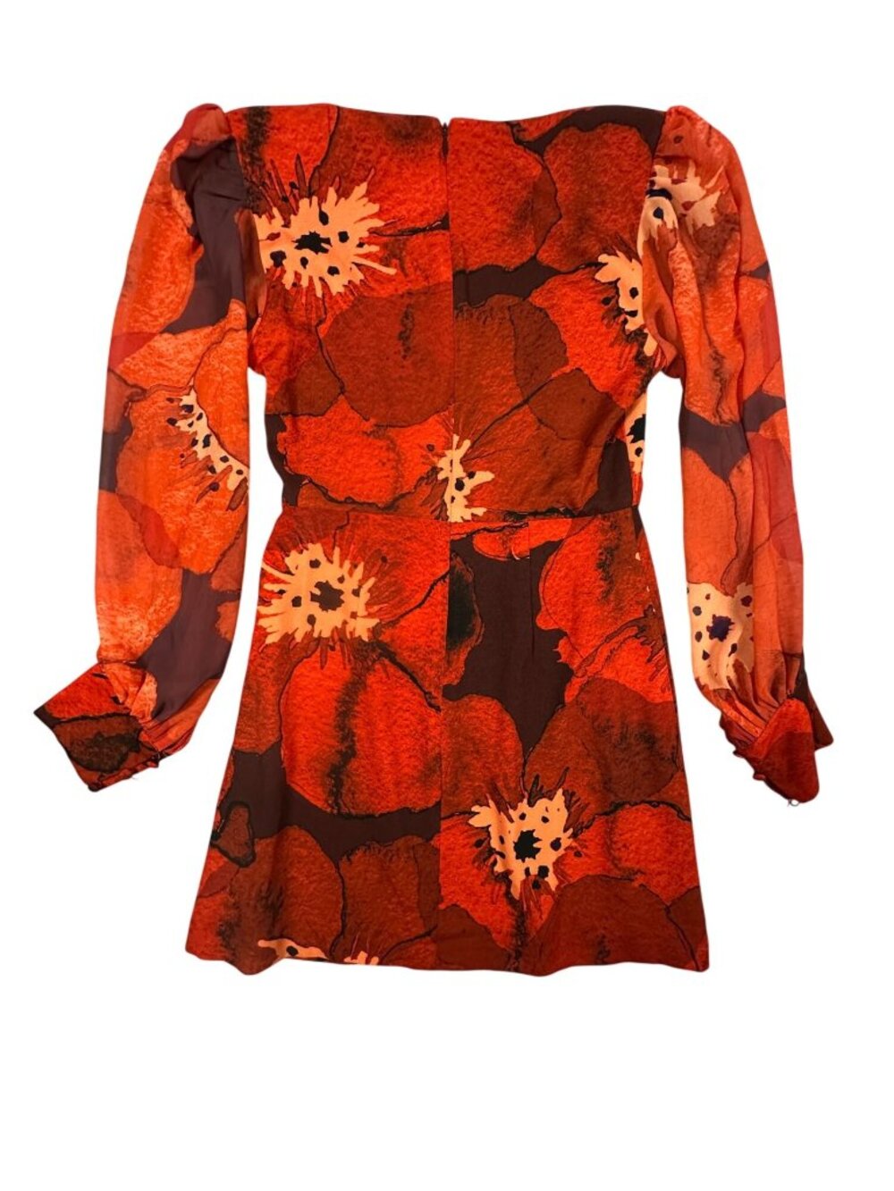 Anthropology Hutch Poppy Square Neck Long Sleeve Mini Dress Red 2 Puff Sleeve - Picture 3 of 8